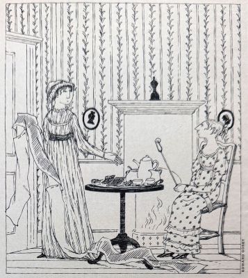 Illustration for Instant Lives by Howard Moss (Jane Austen)
Saturday Review
September 9th, 1972
p37
