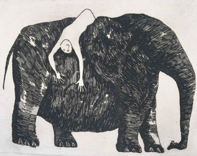Elephant with Prostrate Passenger
Edition of 95 of which 35 were hand signed and numbered.

