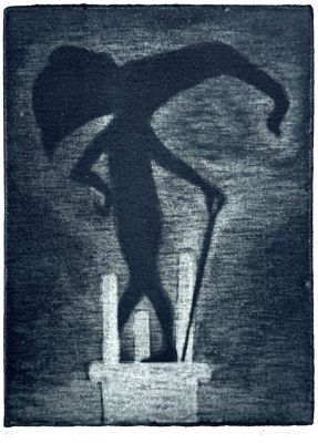Elefantomas 3
Edition of 26 signed, lettered collagraphs. Ten further  reverse image prints were pulled.
1986
